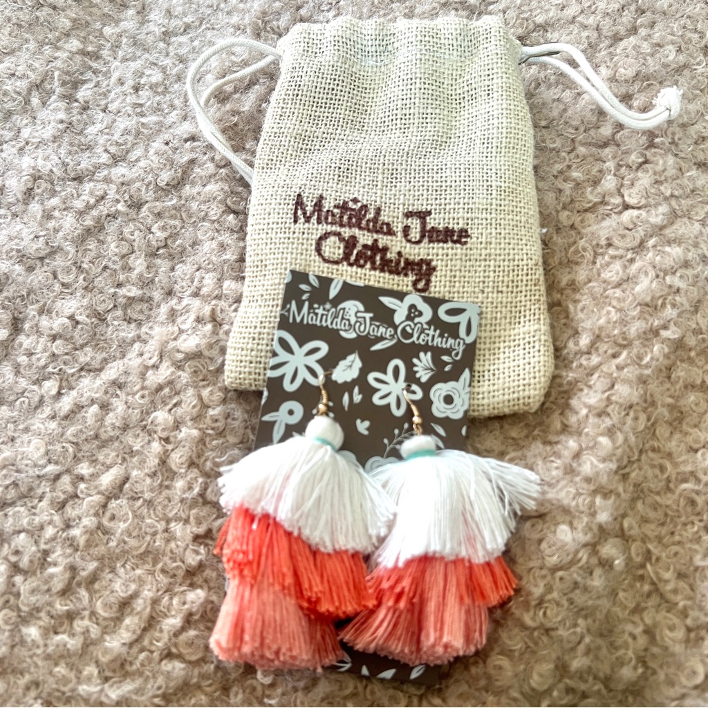 Matilda Jane White And Orange Tassel Earrings Bohemian Summer New